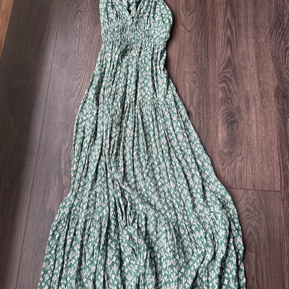 Angie Green Tiered Halter Maxi Sundress